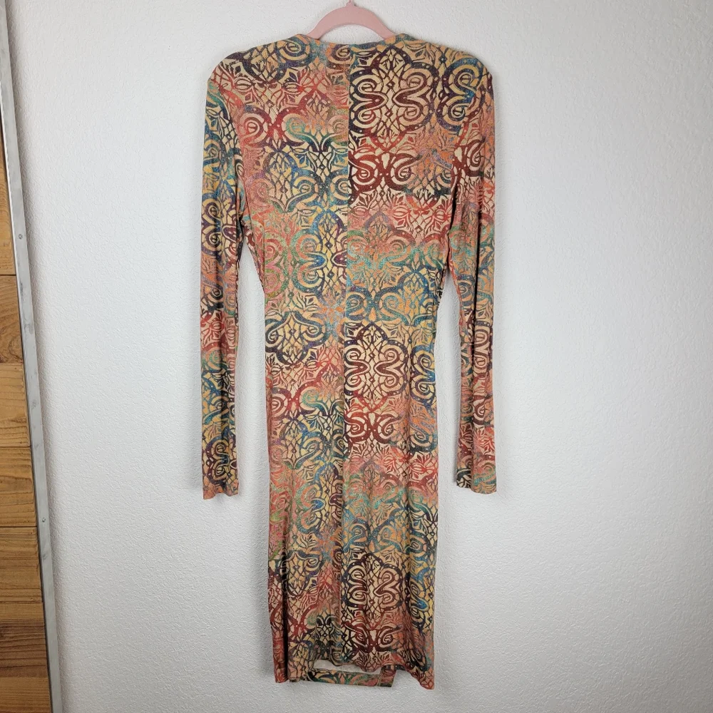Peruvian Connection Safi Wrap Front Long Sleeve Dress Small - Picture 3 of 7